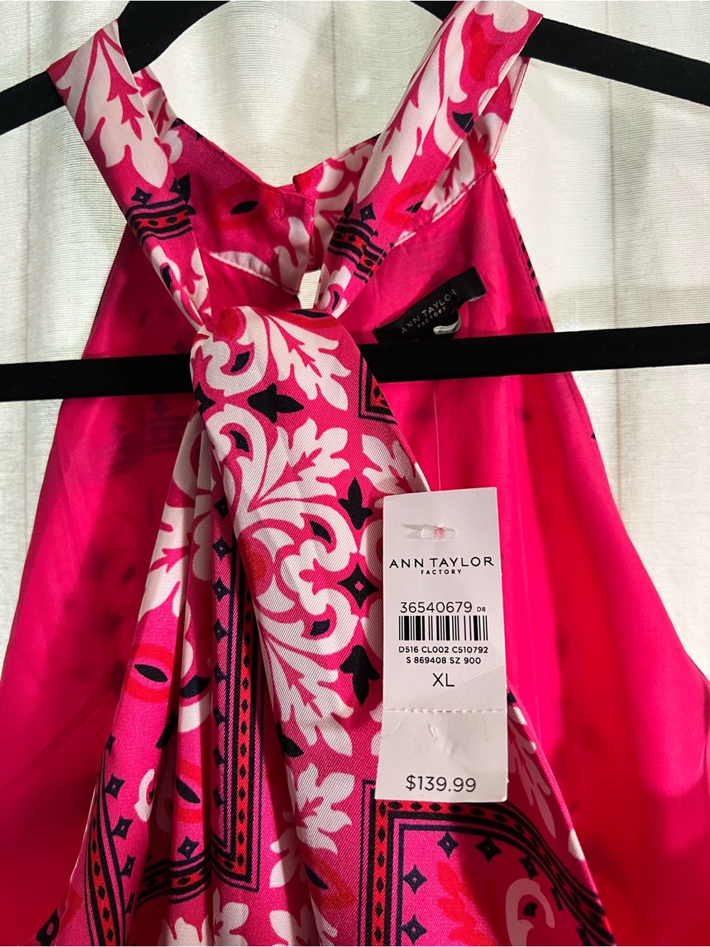Ann Taylor Factory Pink and White Halter Tile-Print Maxi Dress - Picture 4 of 6